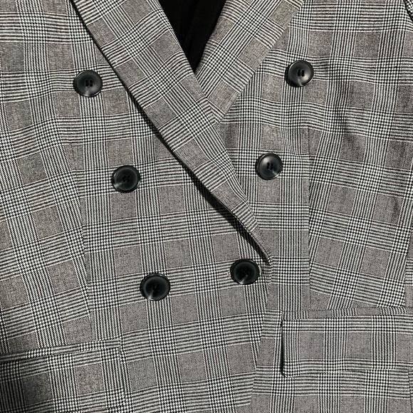 Loft grey plaid double-breasted blazer - Picture 3 of 10